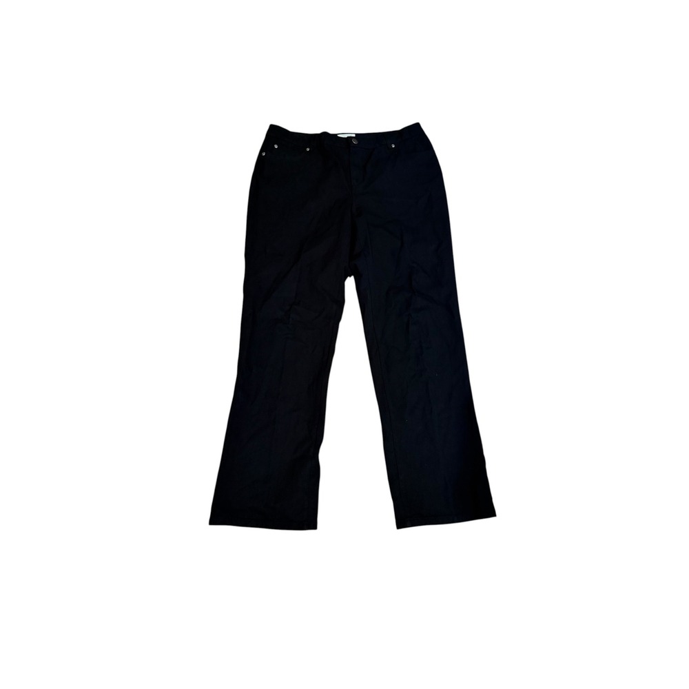Laura Ashley Woman Black Straight Leg Cotton Blend Trousers Size 14W office prep